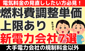 燃料費調整単価上限あり新電力会社7選|電気料金の見直ししたい方必見!